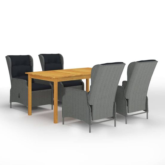 Ensemble à manger de jardin 5 pcs gris clair