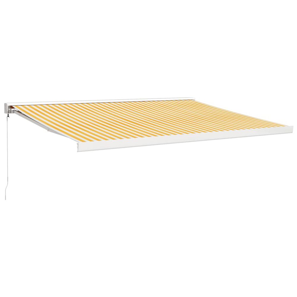Auvent rétractable jaune et blanc avec cadre blanc 4 × 3 m