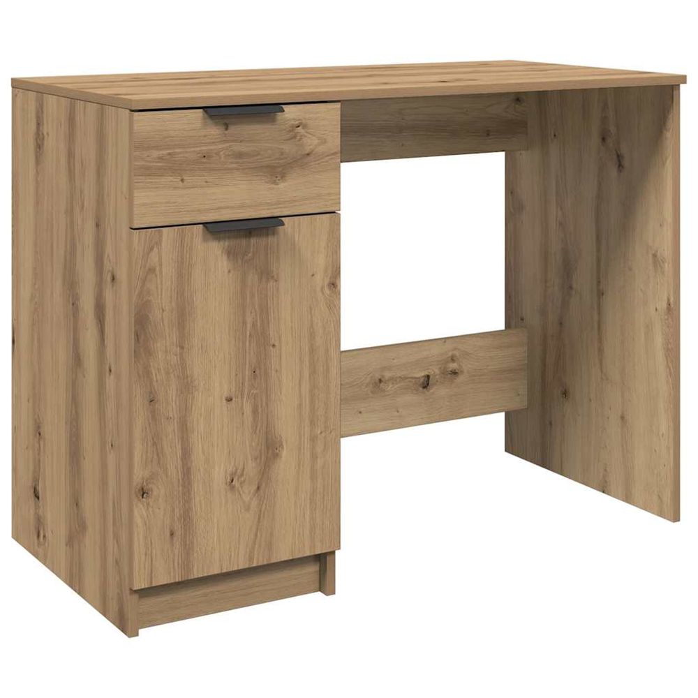 Bureau chêne artisanal 100x50x75 cm bois d'ingénierie