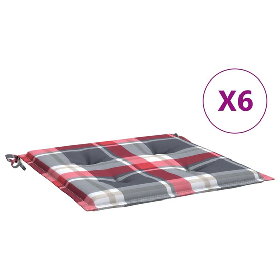 Coussins de chaise de jardin lot de 6 carreaux rouges 40x40x4cm