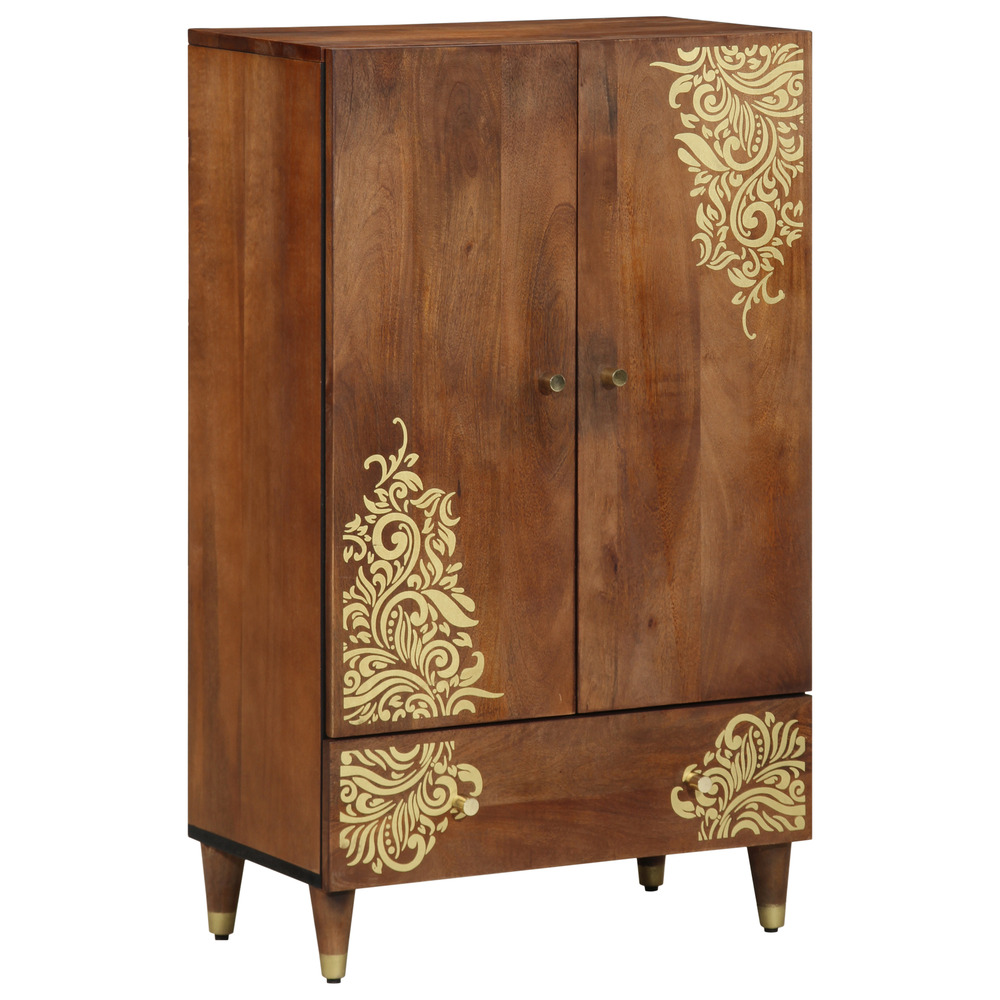 Haut armoire marron 60 x 33 x 100 cm bois de mangue massif