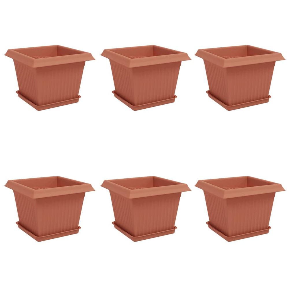 Pots de plantes 6 pc rouge brique plastique