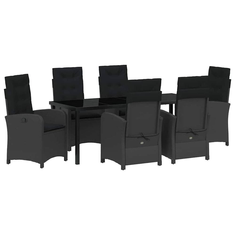 Ensemble de salle à manger pour jardin 7 pc noir polyrotin