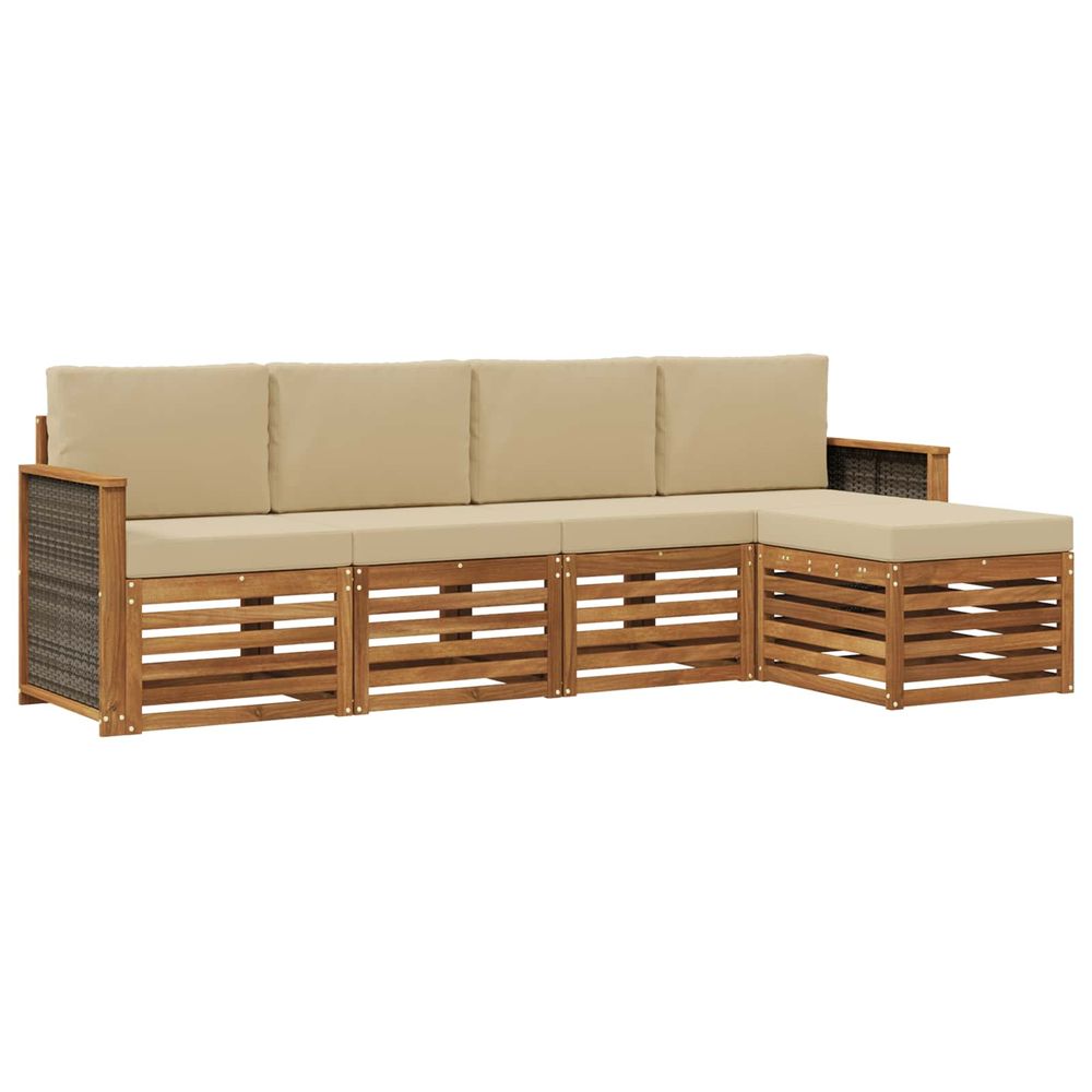 Ensemble de canapés d'extérieur 5 pc naturel et beige