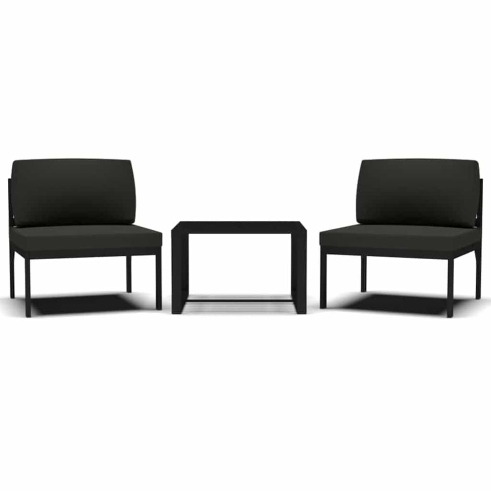 Jeu de canapés de jardin 3 pcs et coussins aluminium anthracite