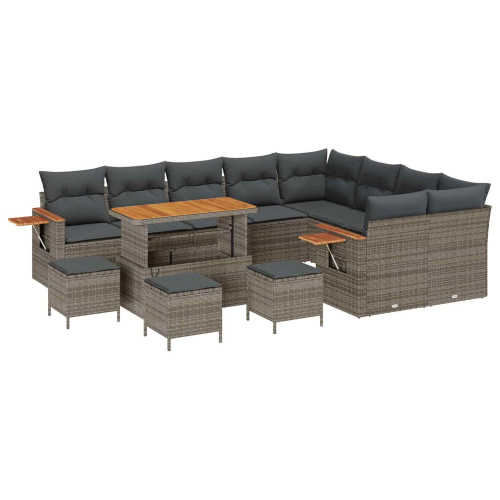 Ensemble de canapé de jardin 13 pc gris polyrotin