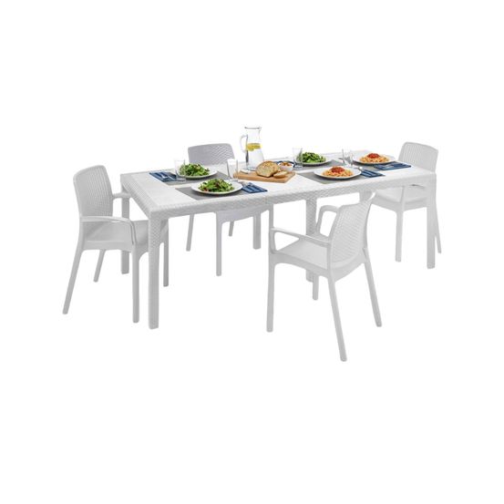 Ensemble salon de jardin arret, 4 places, blanc