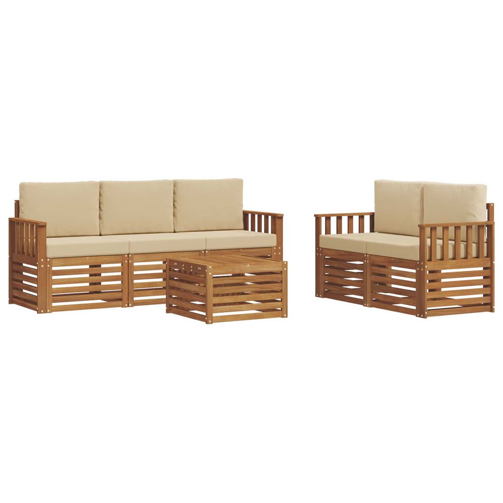 Ensemble de canapés d'extérieur 6 pc naturel et beige