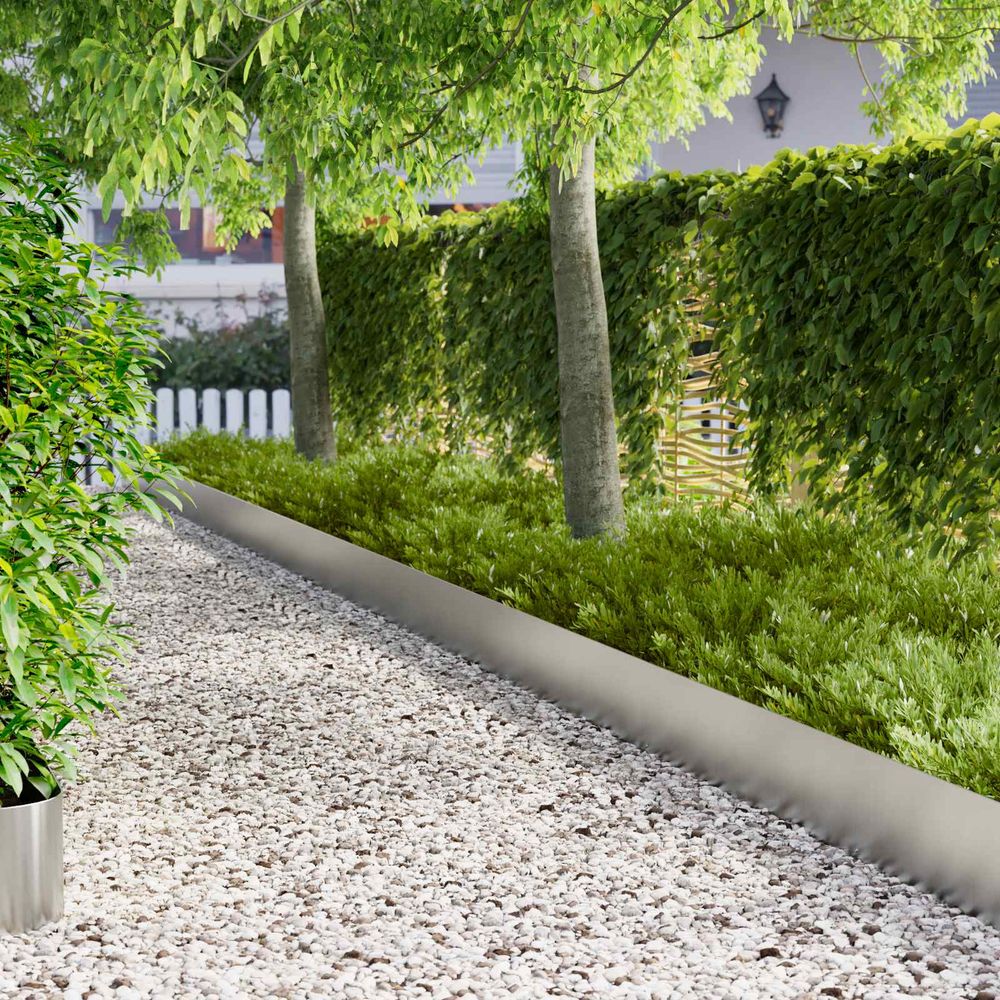 Bordure de pelouse en acier pour jardin délimitation nette des espaces 100x18cm argenté