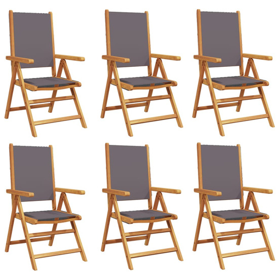 Chaises inclinables de jardin lot de 6 tissu et bois massif