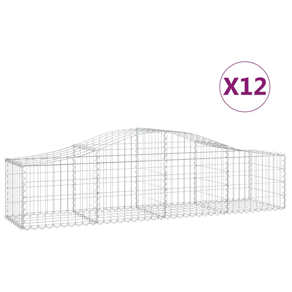 Paniers à gabions arqués 12 pcs 200x50x40/60 cm fer galvanisé