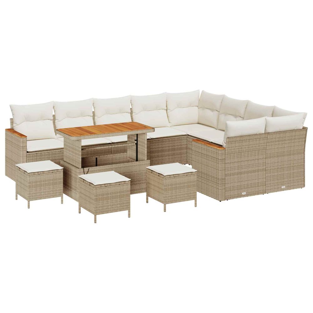 Ensemble de canapé de jardin 13 pc beige polyrotin