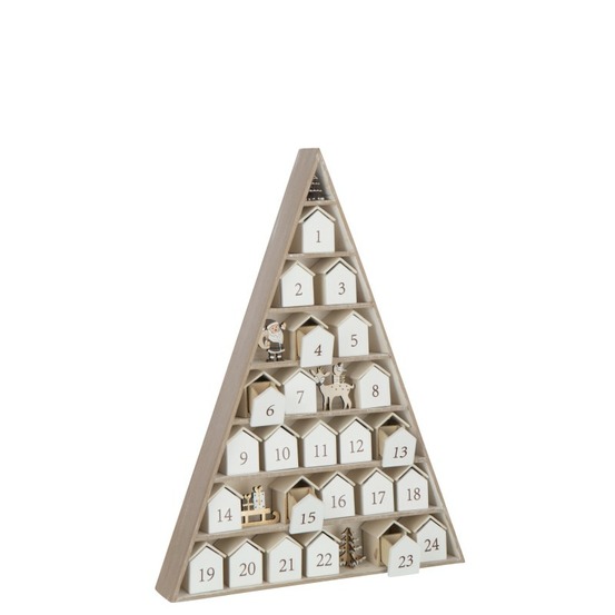 Calendrier de l'avent arbre en contreplaqué blanc 32x5.5x45 cm