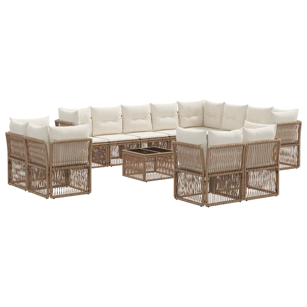 Ensemble de canapé de jardin 13 pcs beige polyrotin