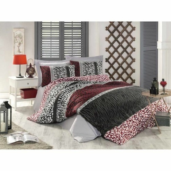 Parure de lit - housse de couette 220 x 240 + 2 taies d'oreiller 60 x 60 coton renforcé - rouge