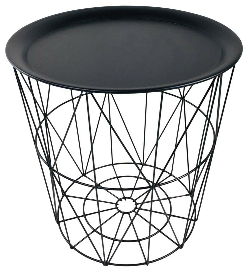 Table plateau circulaire géométrique fil noir