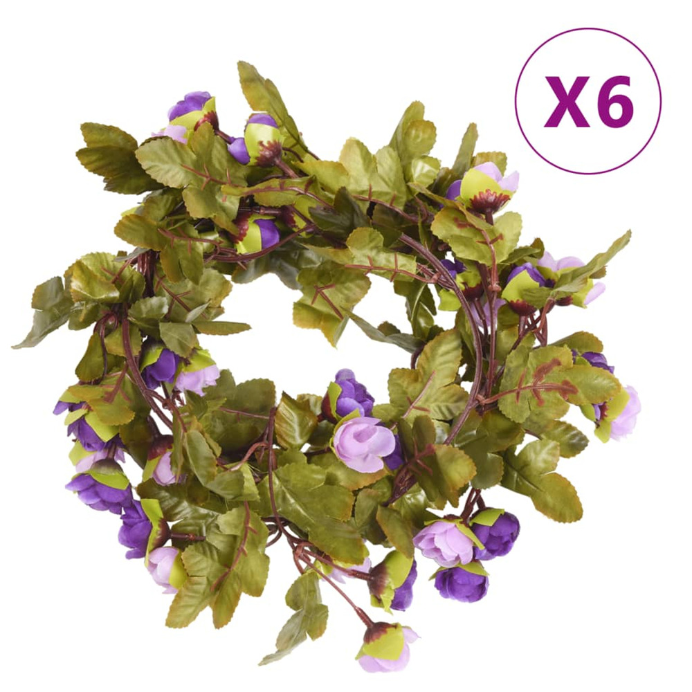 Guirlandes de fleurs de noël 6 pcs violet clair 215 cm