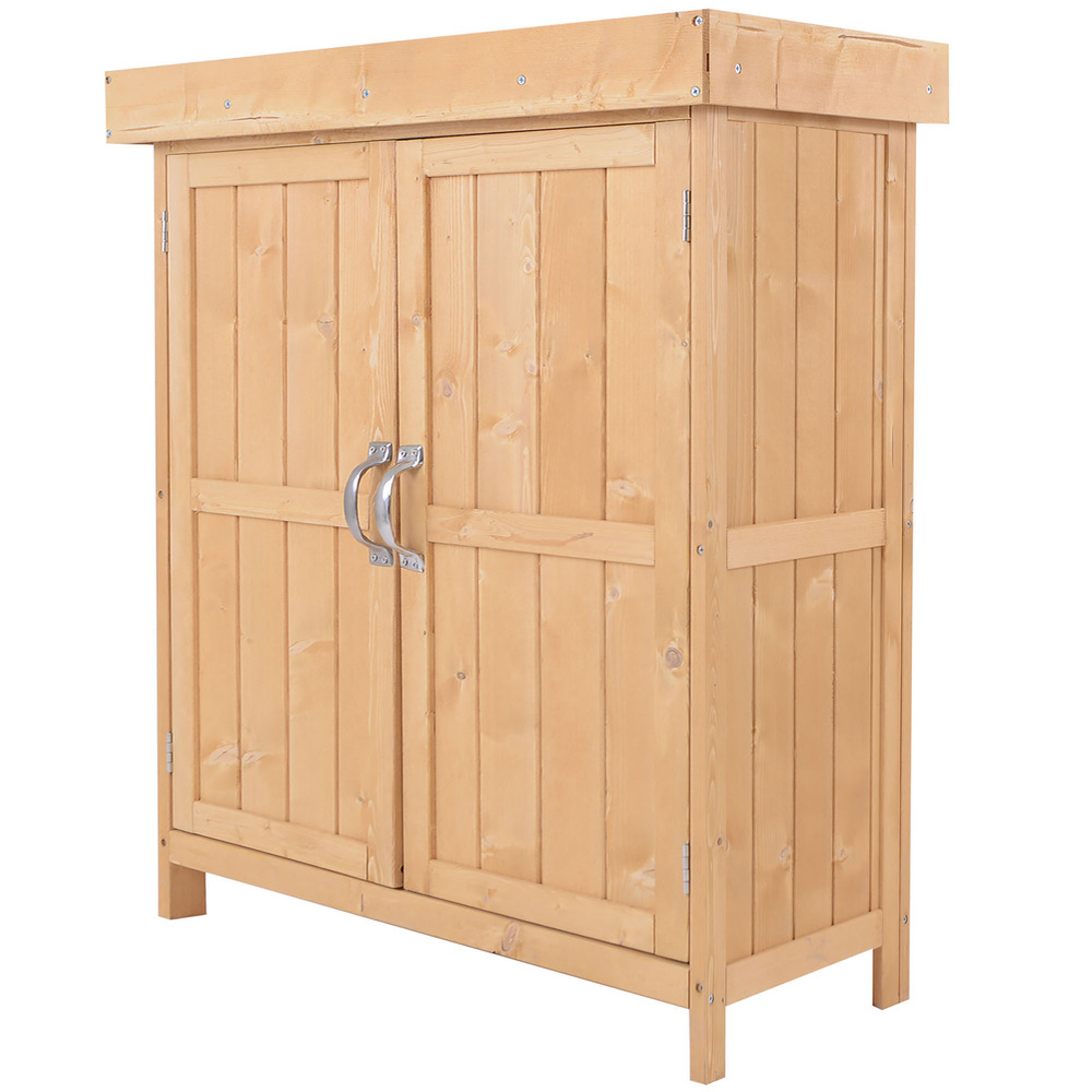 Armoire de jardin sur pied double porte étagère et toit bitumé relevable dim. 74l x 43l x 88h cm bois sapin