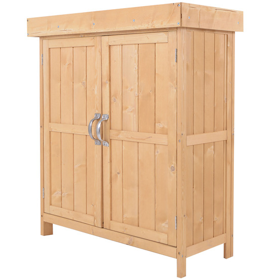 Armoire de jardin sur pied double porte étagère et toit bitumé relevable dim. 74l x 43l x 88h cm bois sapin