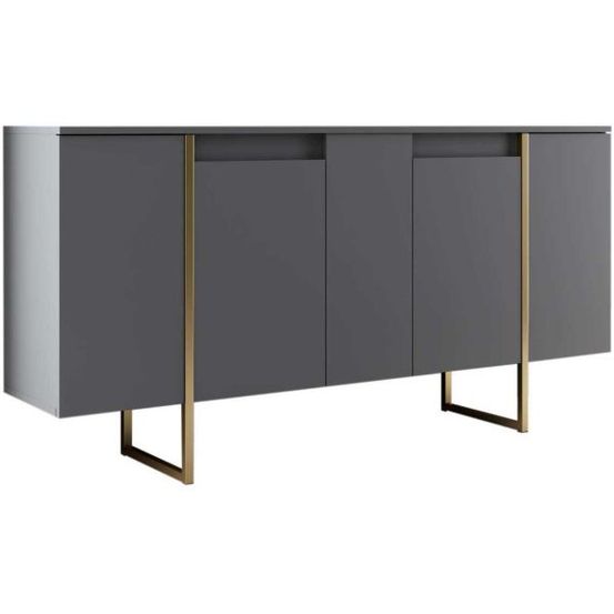 Buffet en aggloméré pieds en métal luxe anthracite et doré