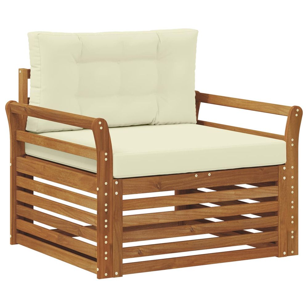 Canapé d’extérieur bois d'acacia massif et polyester
