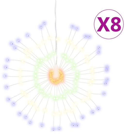 Étoile rayonnante de noël 140 led 8 pcs multicolore 17 cm