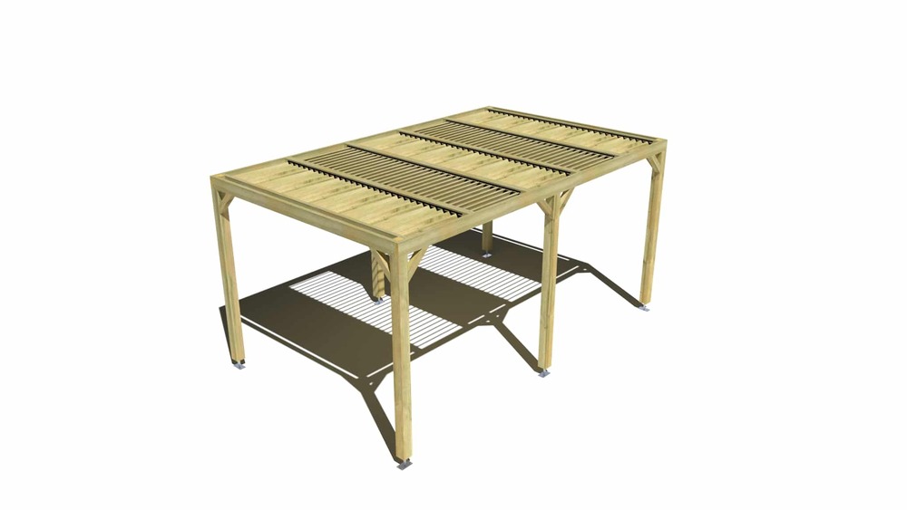 Pergola bois • 5m x 3m • indépendante • sens profondeur • lames orientables bioclimatiques incluses • livraison comprise