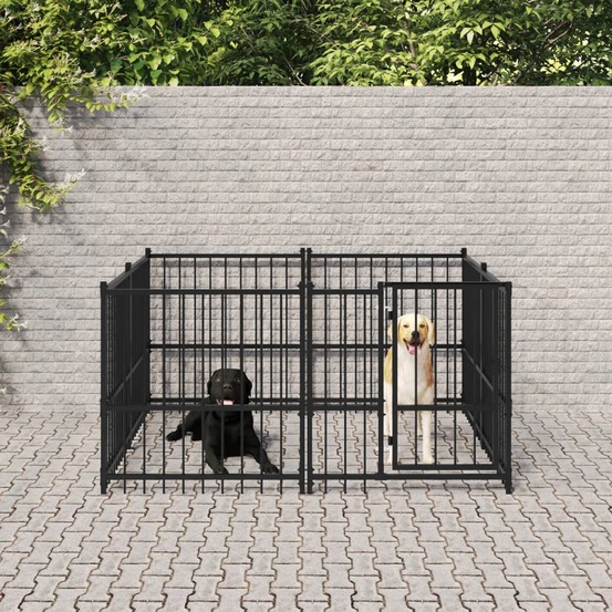 Chenil d'extérieur pour chiens acier 3,75 m²