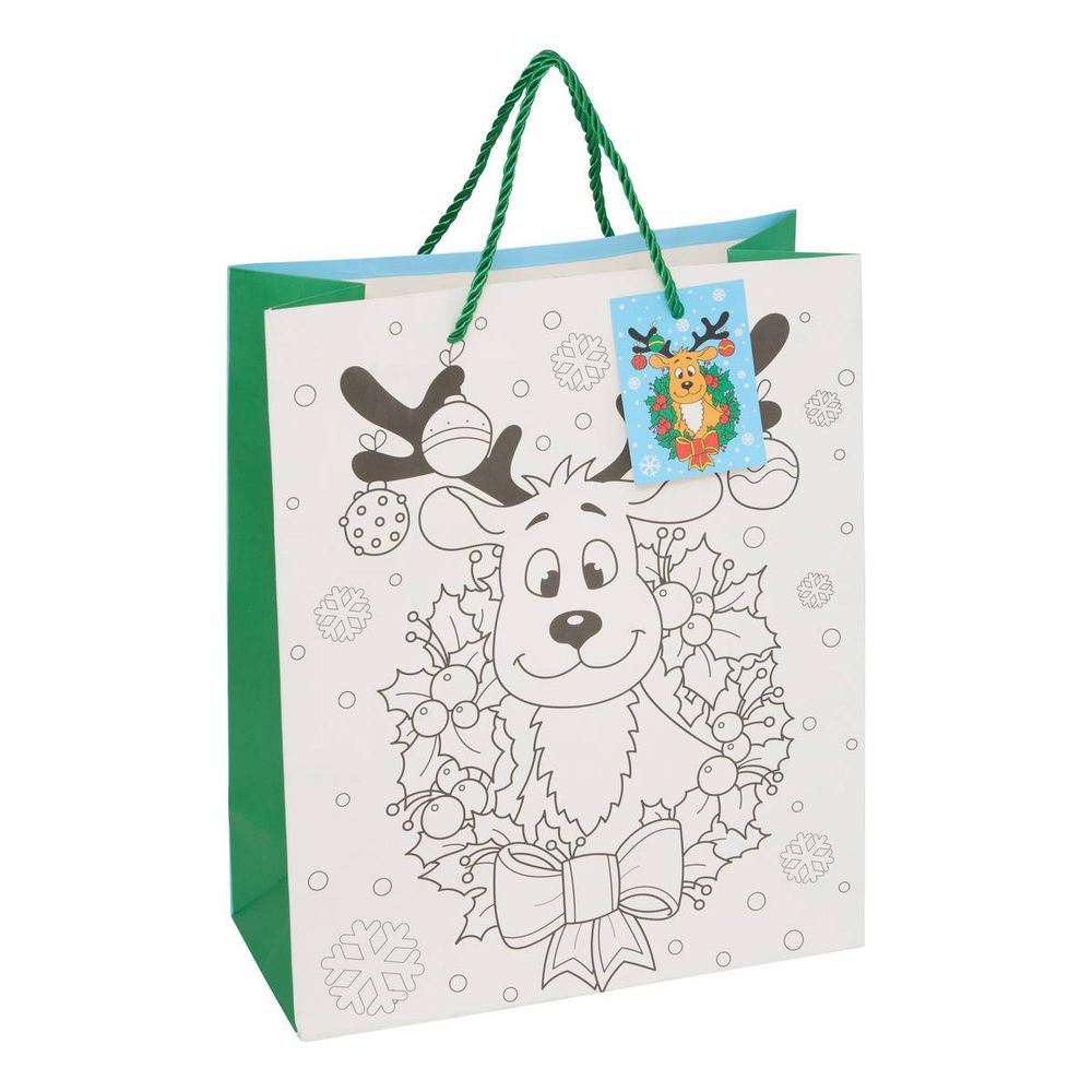 Sac à colorier de noël renne ginger moyen modèle