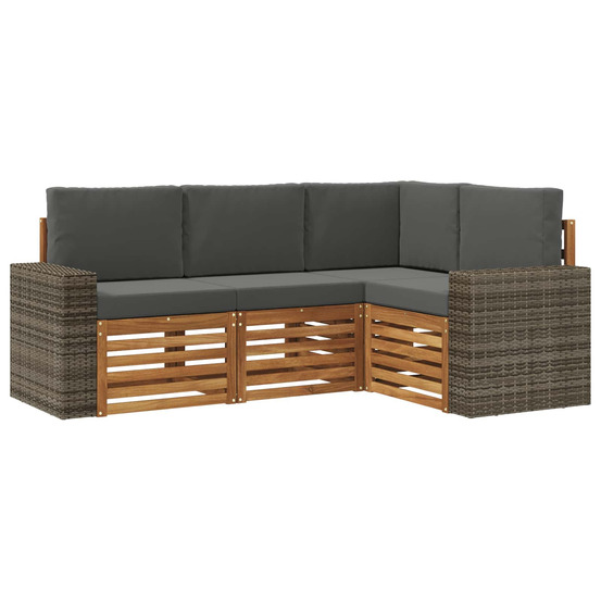 Ensembles de canapés avec coussin 4 pcs bois d'acacia massif