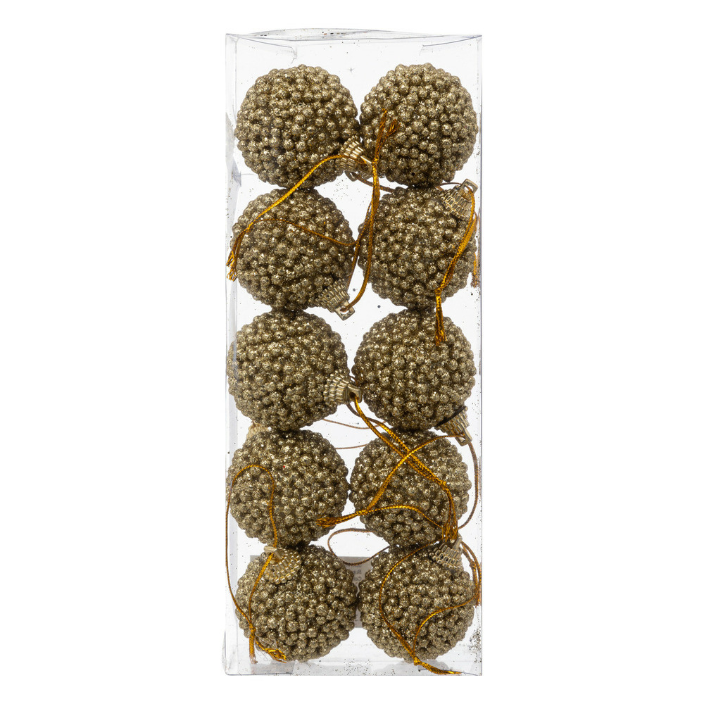 Déco de sapin kit 10 boules de noël d 4 cm bille doré pailleté