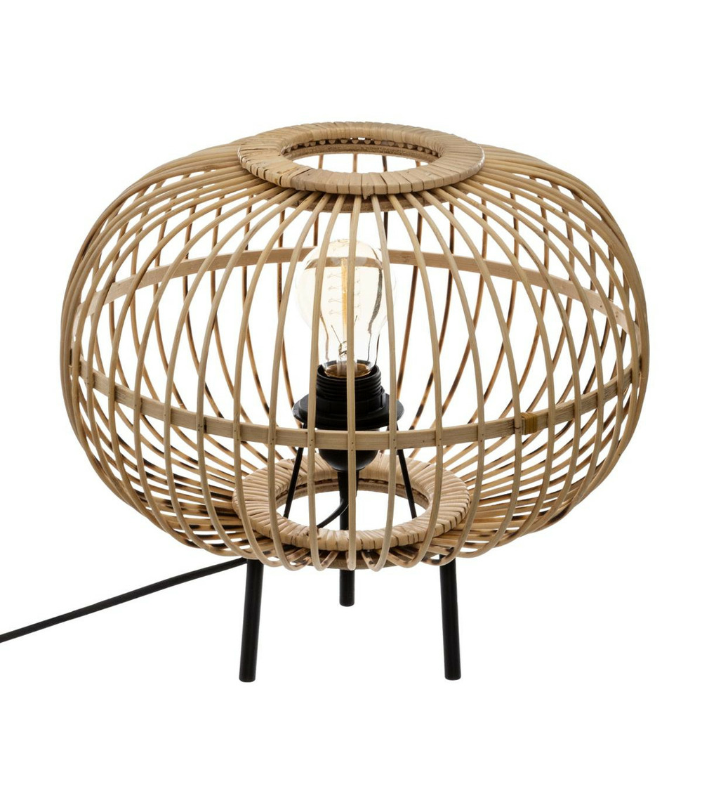 Lampe à poser en bambou trépied en métal h 31 cm