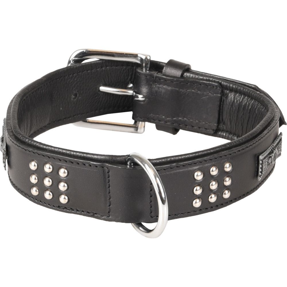 Collier cuir sedona noir taille l 39-45 cm pour chien.