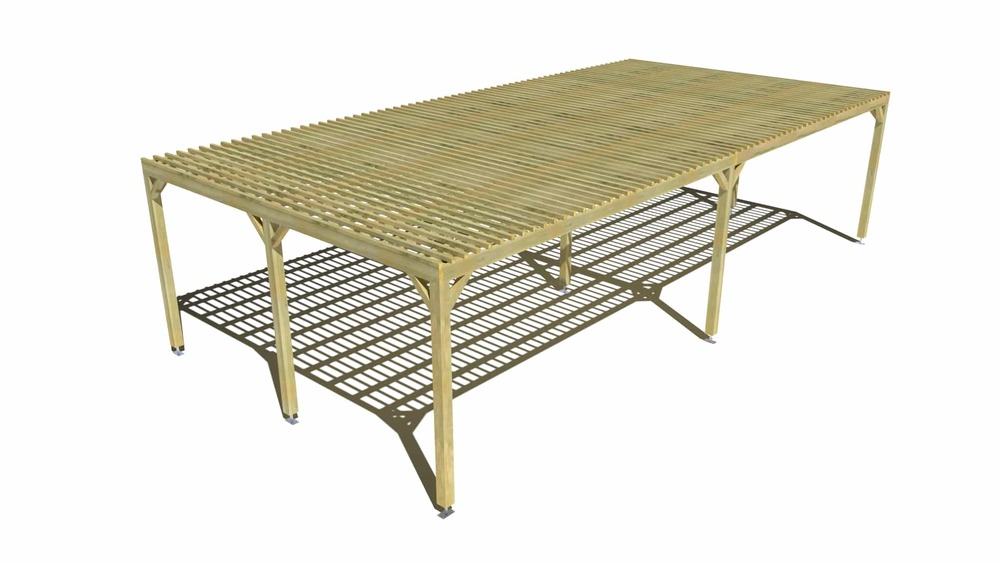 Pergola bois • 10m x 5m • indépendante • sens largeur • lattage bois • livraison comprise