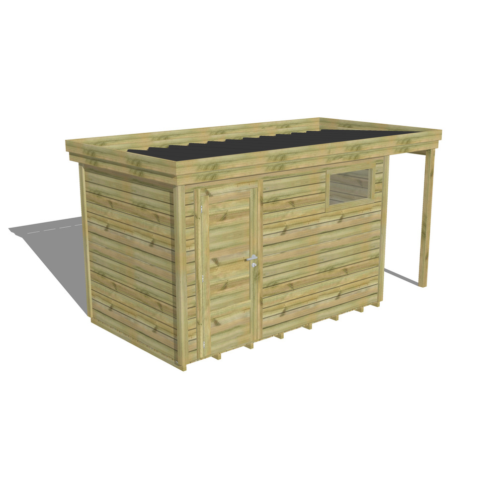 Abri de jardin bois pin traité autoclave 27mm - 4,44x2,14m / 10m2 - bac acier - plancher bois