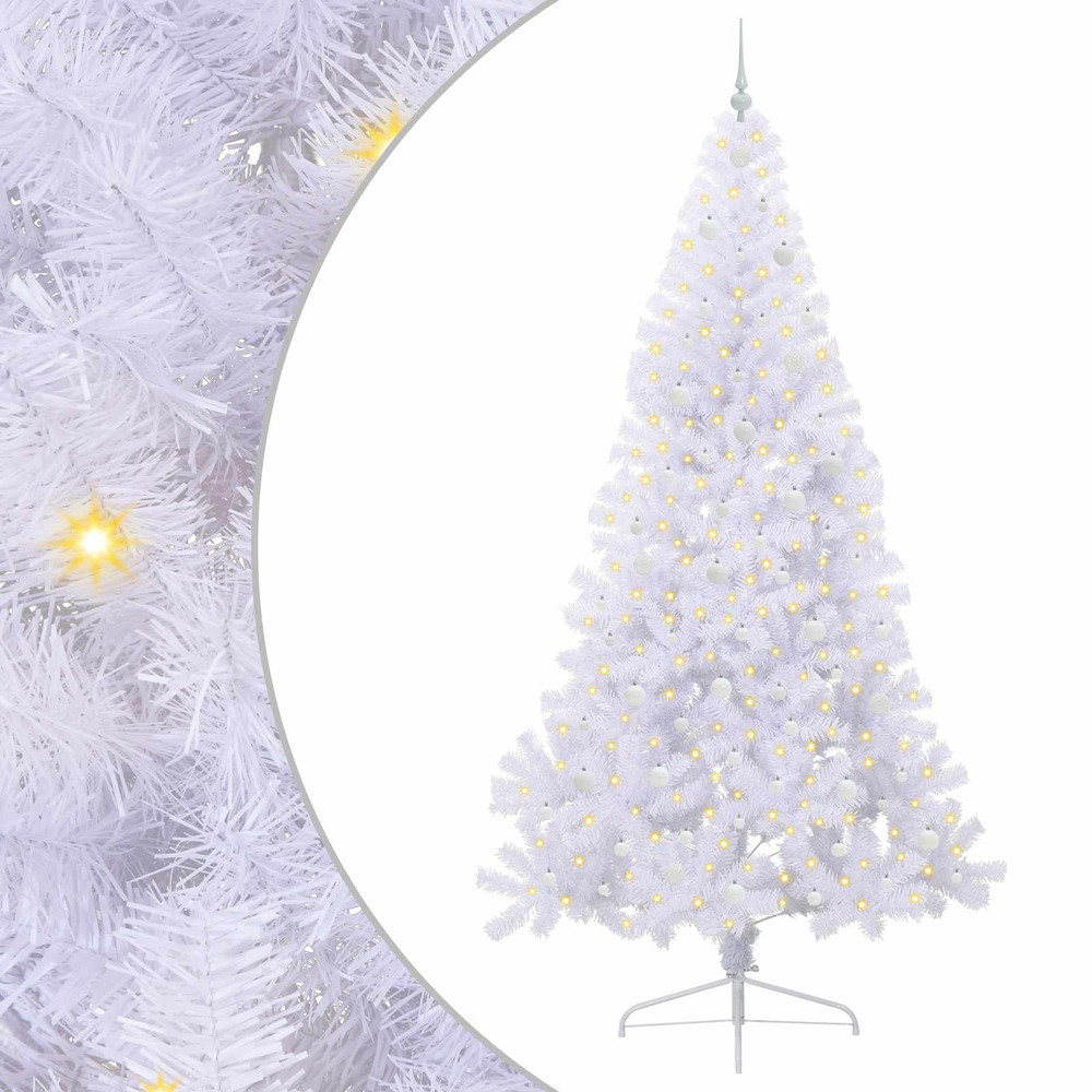 Sapin de noël artificiel avec 300 led blanc 240 cm pvc et acier