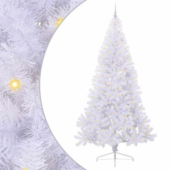 Sapin de noël artificiel avec 300 led blanc 240 cm pvc et acier