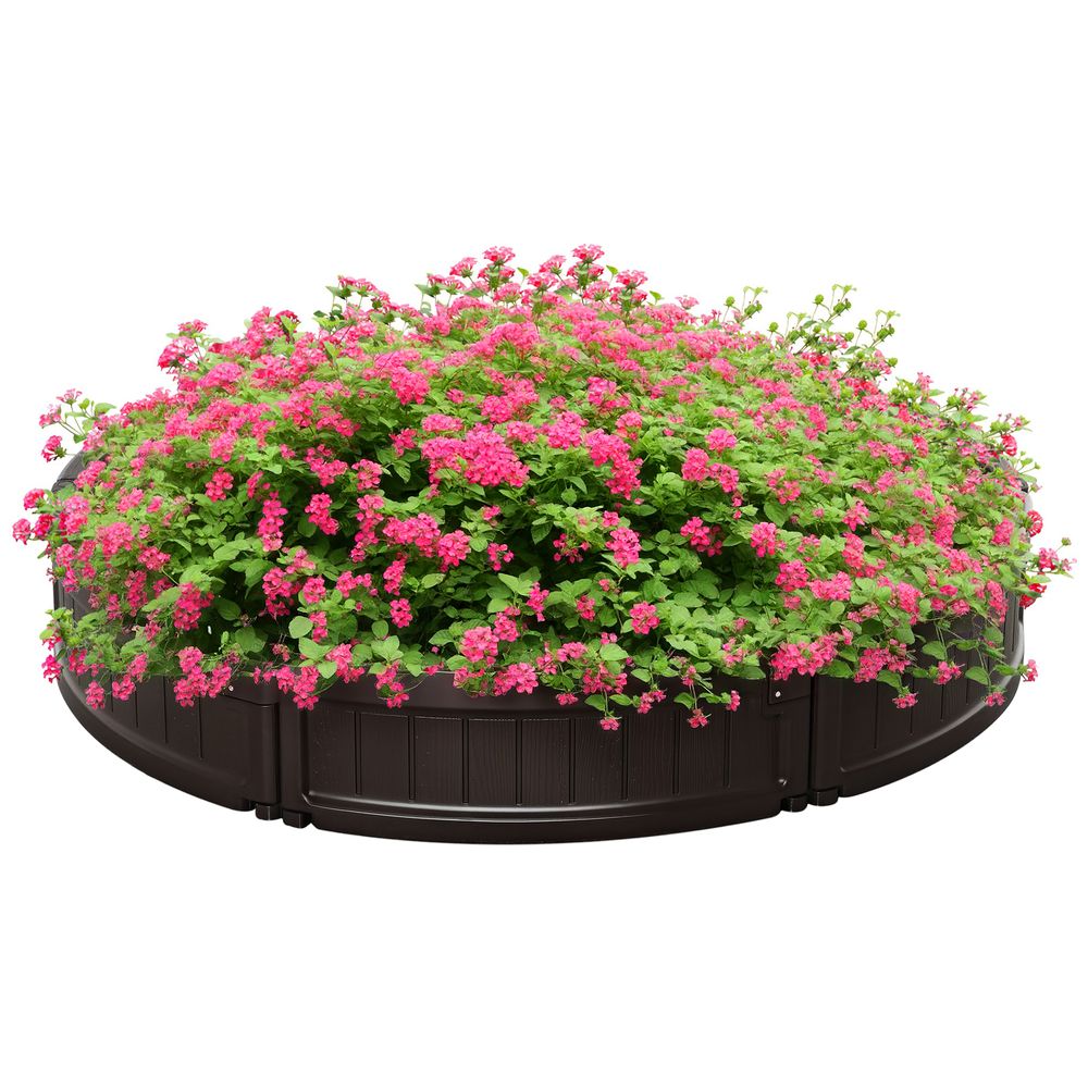 Potager surélevé rond hdpe marron extérieur balcon jardin φ123x21cm