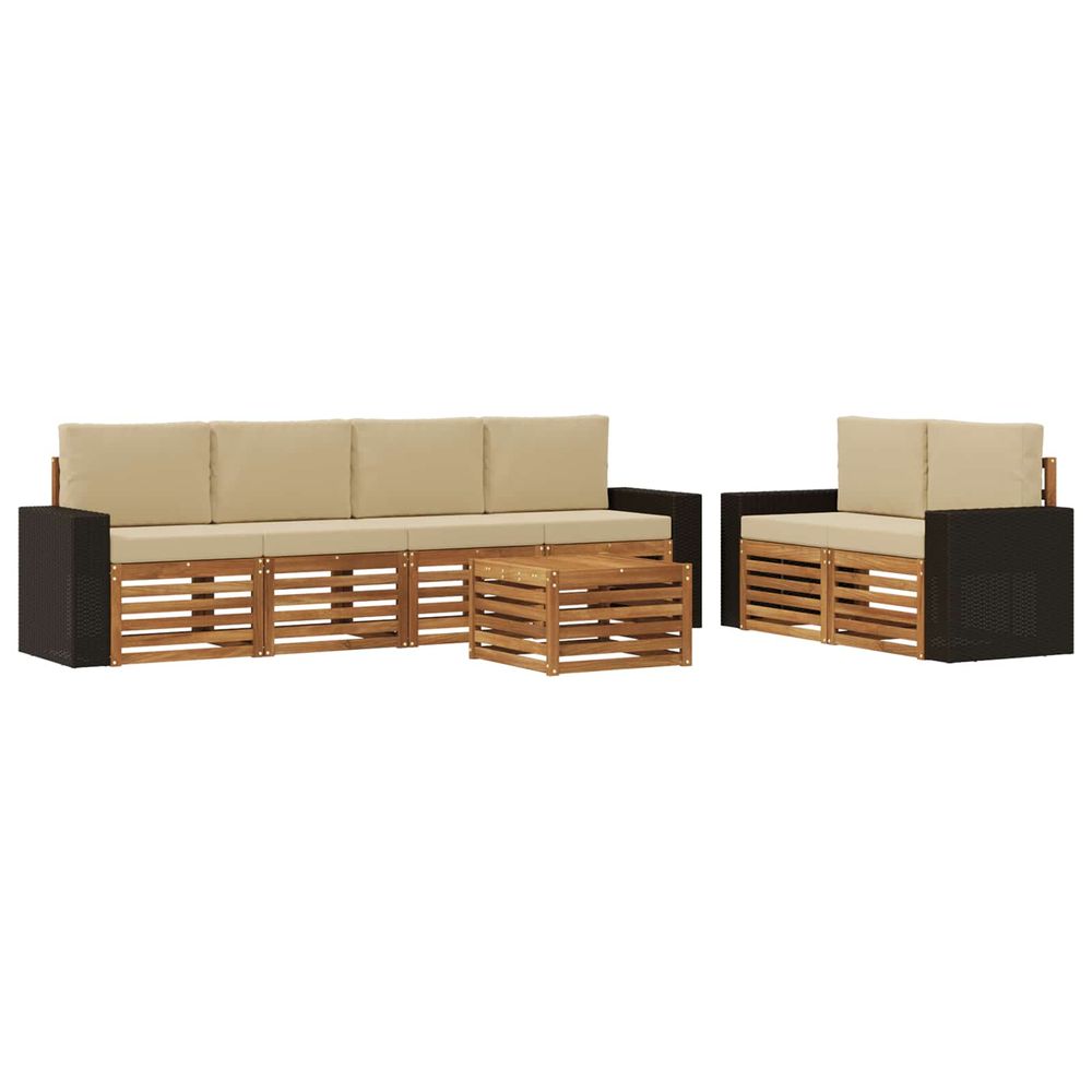 Ensemble de canapés d'extérieur 7 pc naturel et beige
