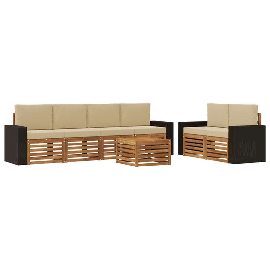 Ensemble de canapés d'extérieur 7 pc naturel et beige