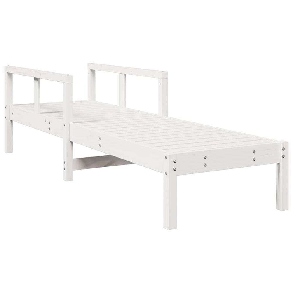 Chaise longue blanc 199,5x62x55 cm bois massif de pin bain de soleil