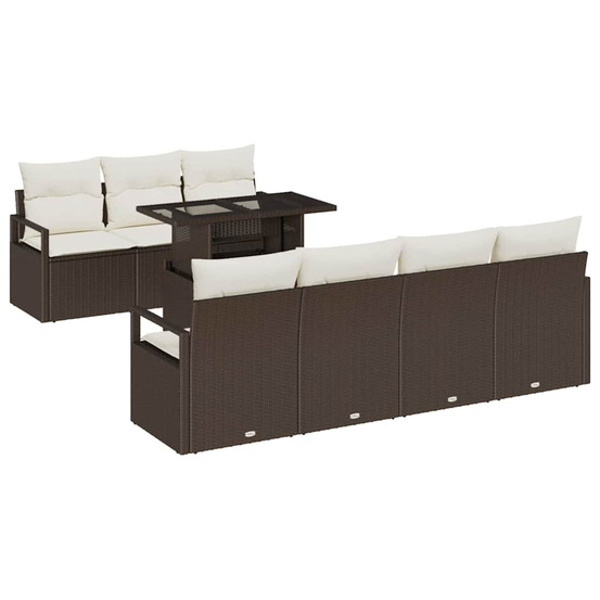 Ensemble de canapé de jardin 8 pcs marron poly rotin