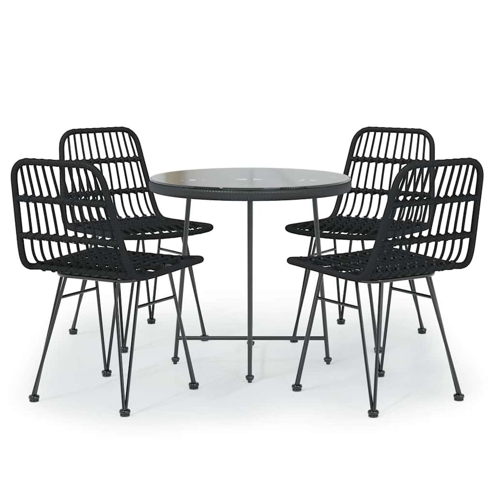 Ensemble à manger de jardin 5 pcs noir résine tressée