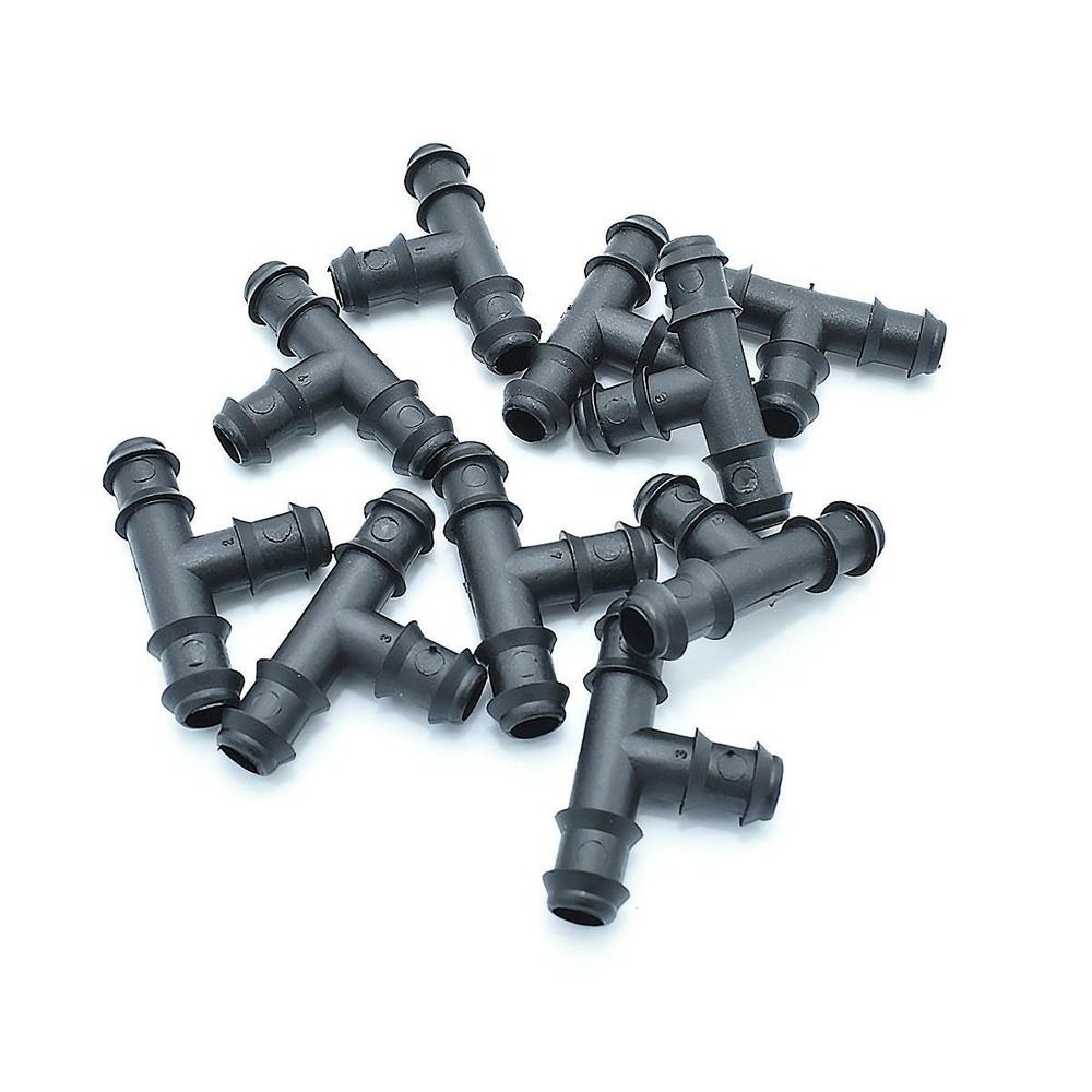 Lot de 10 tés cannelés 16x16 pour micro irrigation