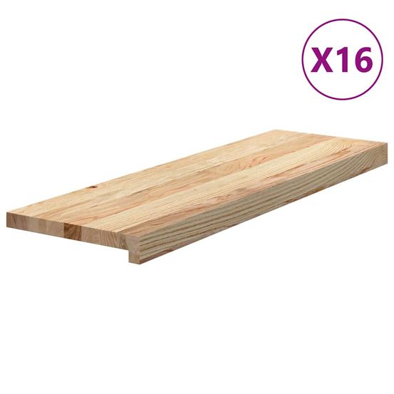 Marches d'escalier 16pcs non traité 80x30x2cm bois chêne massif