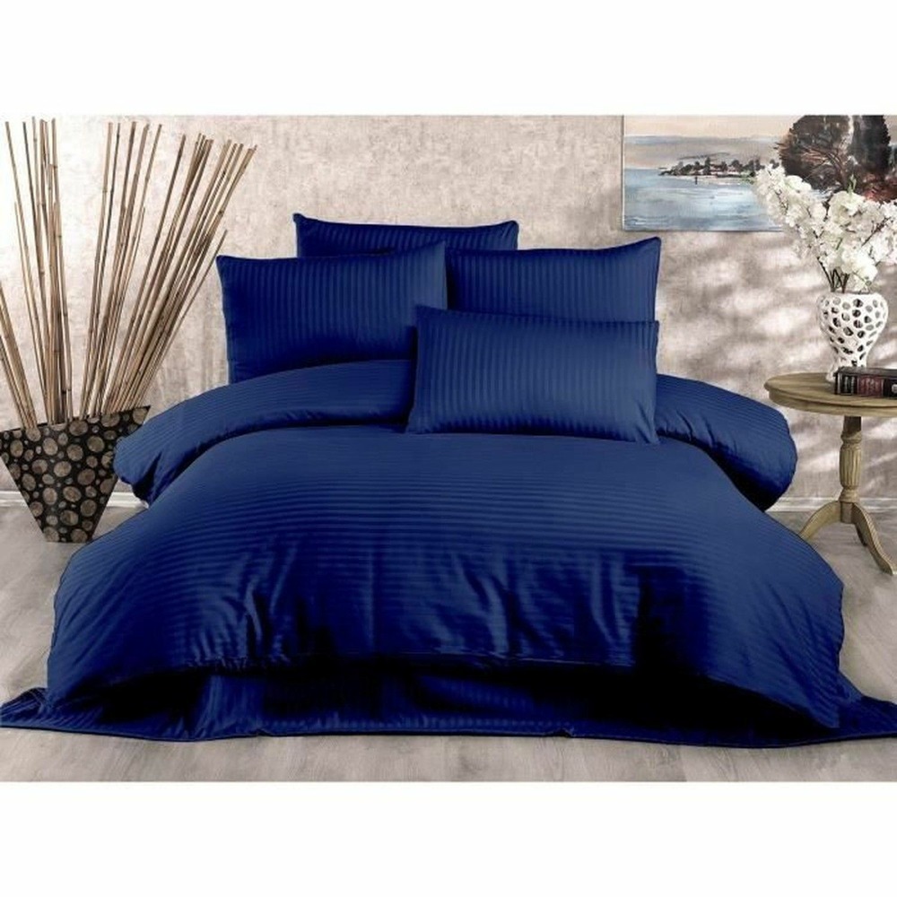 Parure de lit - housse de couette 220 x 240 + 2 taies d'oreiller 60 x 60, 70% polyester - bleu