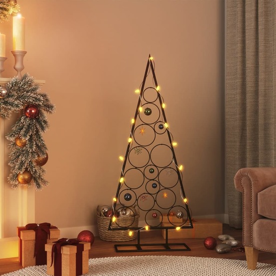 Arbre de noël en métal pour décoration noir 125 cm