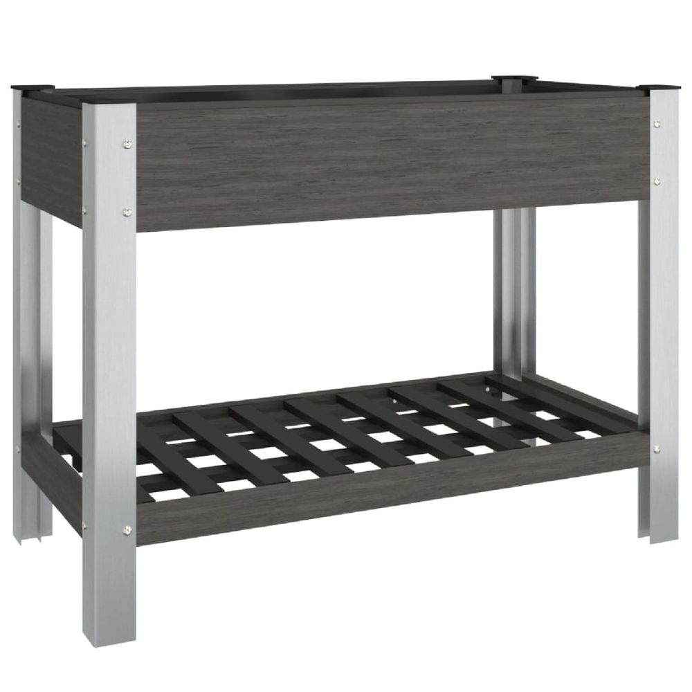 Lit surélevé de jardin avec étagère gris 100x50x75 cm wpc