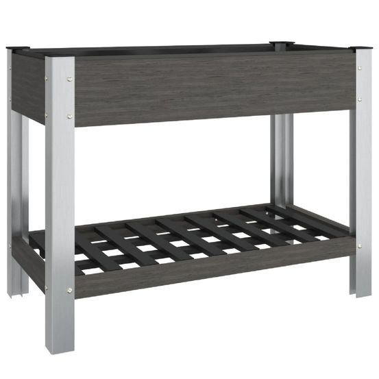 Lit surélevé de jardin avec étagère gris 100x50x75 cm wpc
