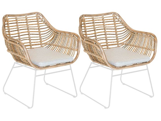 Lot de 2 fauteuils de jardin en résine tressée + coussin chiné gris/beige pemba